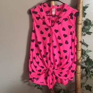 Button up sleeveless tie shirt